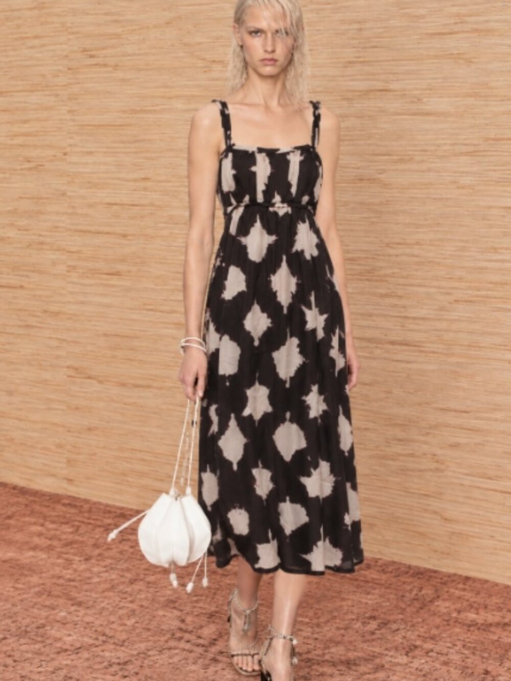 NWOT ULLA JOHNSON Penelope Silk Midi Dress in Noir Blur XS $720